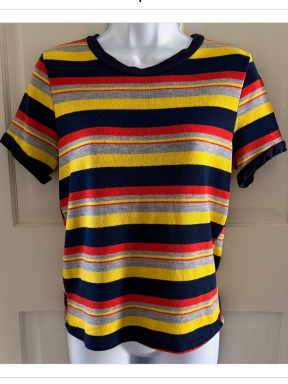 Gaze Y2K Colorful Rainbow Striped Tee Maximalist Retro Vintage Vibrant small